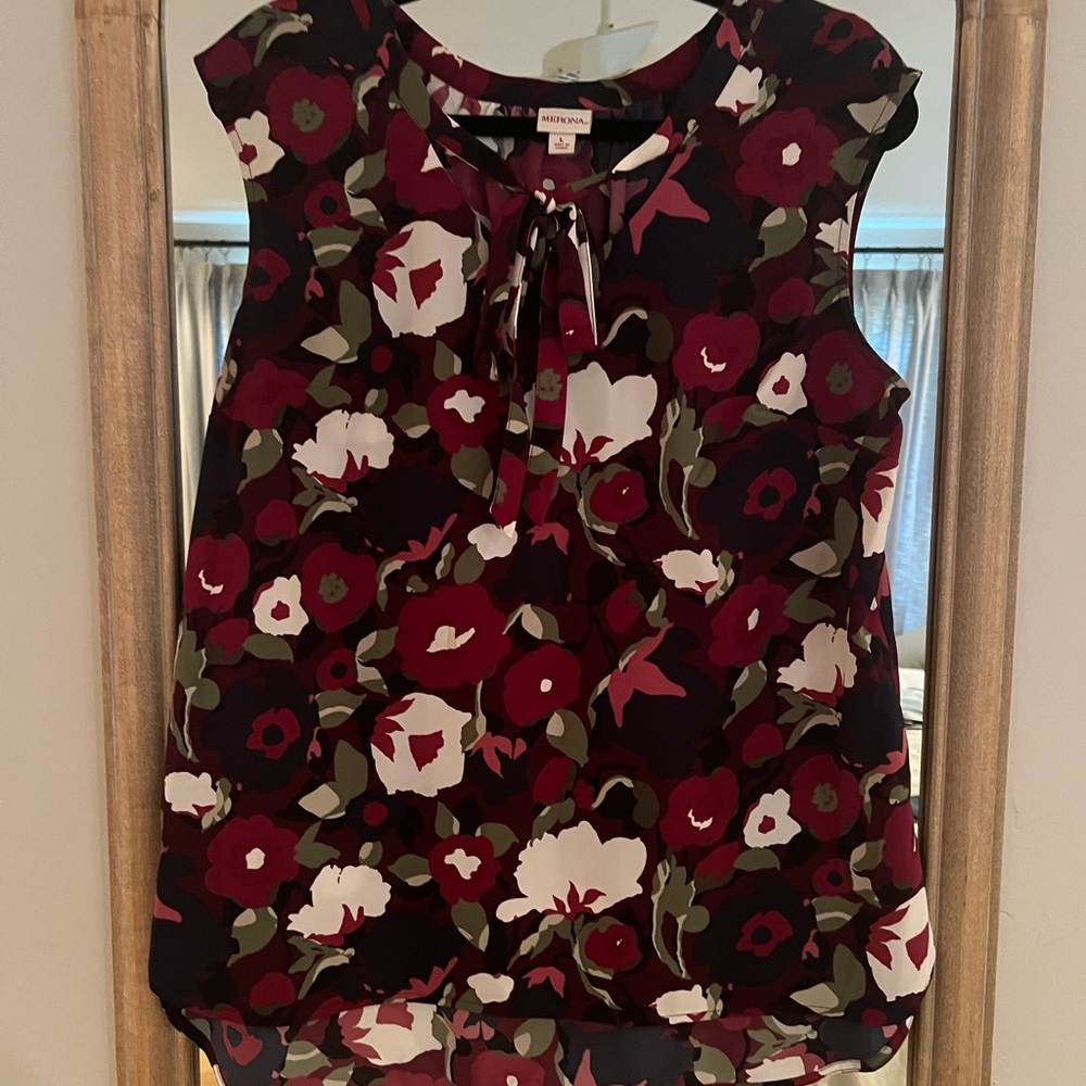 Merona Floral Sleeveless Top - Mauve, Navy, White, Green